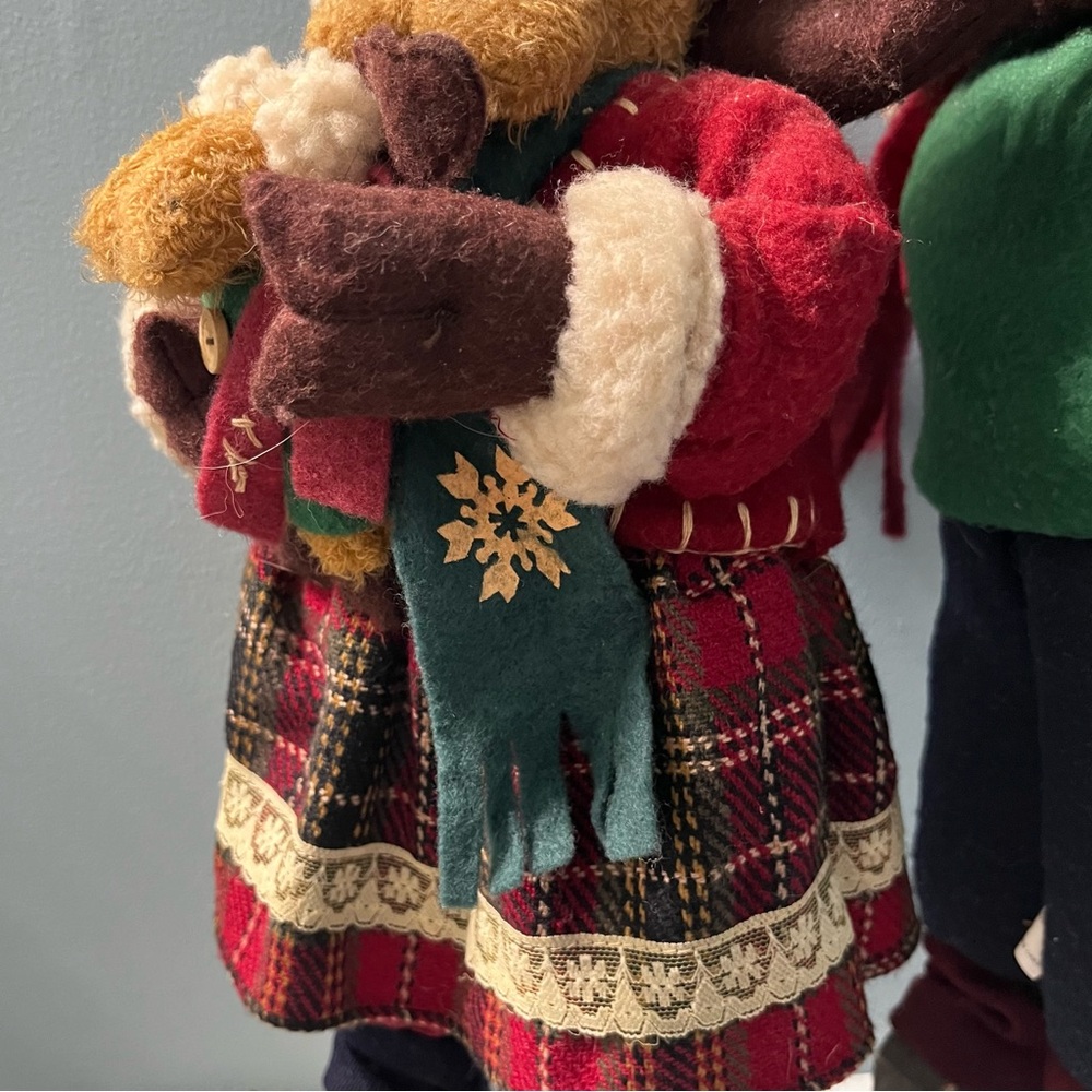 Set of (2) Primitive Christmas Holiday Winter Ice Skating Moose Family Decor - Picture 12 of 12